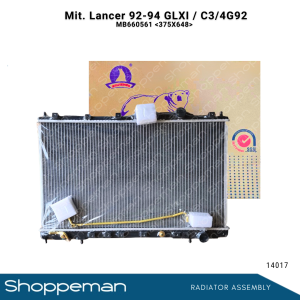 14017 MITSUBISHI LANCER 1992-1994 GLXI C3 4G92 MIRAGE 1.5G 1991-1995 RADIATOR ASSEMBLY A/T 375x648x16mm PA16 1ROW MB660561 MB660565