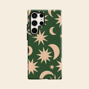 Green Moon Star Luxury Fashion Full Lens Protective Case for Samsung Galaxy S26 S25 S24 A56 A36 Plus Ultra