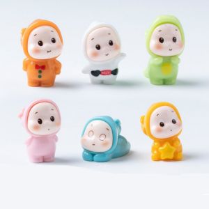 6pc Cute Kids Baby Model Miniature Healing Figure Home Decoration Resin Craft Tiny Bonsai Microlandscape Fairy Garden Decor