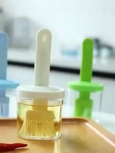Kuas Minyak Oles dengan Botol Penyimpanan Minyak Kuas Gagang Plastik Masak Kue BarBekyu