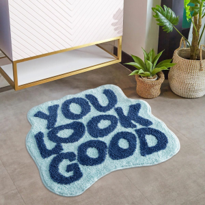 VIKAMA Cloud Shaped Irregular Shaggy Rug Quick Water Absorption Non Slip Shower Bedroom Entrance Floor Rug Home Decor