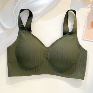 เสื้อชั้นในแบบไร้ตะเข็บลายทางฤดูร้อนสำหรับผู้หญิง เสื้อชั้นในแบบบาง หน้าอกใหญ่ ลดขนาด ป้องกันการหย่อนคล้อย ปรับขนาดได้ ขนาดใหญ่ ชุดชั้นในเกาะอก