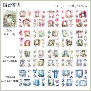 20 Sheets PET Stickers book Vintage Log cabin Decorative handmade Scrapbooking Material Diary Album Craft Supplies