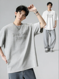 Wood soon | Crew Neck Short Sleeve T-shirt Heavy Duty US Style with Letter Design for Summer
