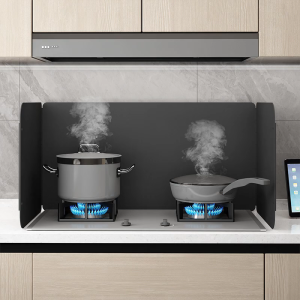 Kitchen Oil Splash Guard Black Stove Heat Insulation Thickened Gas Cooktop Anti-Splash Panel Foldable