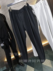 Fashionable Breathable Elastic Waist Sports Mens Casual Pants Spring Summer Pure Color Loose Fit Long Trousers for Youth