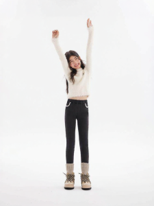 LOVESASAKIDS | Warming Elastic Waist Skinny Jeans with Fringe Design