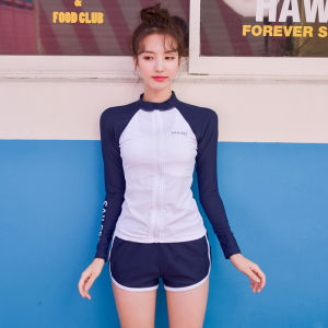 Korean Diving Suit Womens Sunscreen Long-Sleeved Conservative Split Swimsuit Womens Quick-Drying Surfing Suit Snorkeling Dive Skin Suit