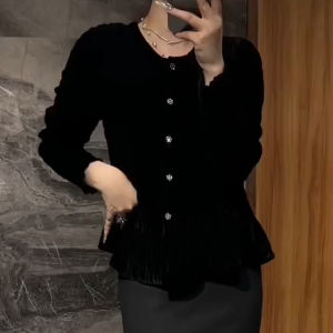 UYFY | เสื้อเชิ้ตคอกลมแขนยาวหลวมๆ สไตล์ลำลองสำหรับผู้หญิง เสื้อเชิ้ตลำลองสำหรับฤดูใบไม้ร่วงปี 2025 ทรงหลวม ทรงเข้ารูป เสื้อเชิ้ตคอโปโลสีดำ