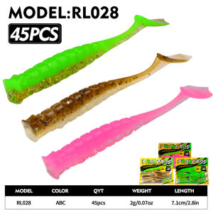 PROBEROS 114/45 Chiếc Mồi Câu Mềm Dạng Đuôi Chèo Có Gân Lấp Lánh Silicon Grub Swimbaits Dành Cho Cá Bass Cá Pike Mồi Câu Giun Nước Ngọt