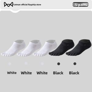 Miiow | Mens Five-Finger Cotton Socks Summer Thin Non-Slip Boat Socks Absorb Sweat Pure Color Match All Cat People Personality Socks