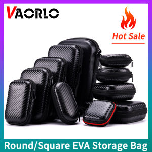 VAORLO Multifunction EVA Storage Bag Carbon Fiber Look Built-in Storage Layer Pouch Carrying Zipper Case Portable Travel Bags High Quality For Headset/Gadgets/Data Cable/Charger/Power Bank/Electronic Accessories