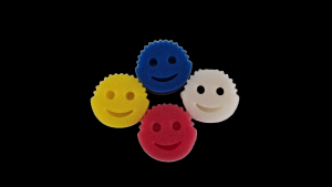 Sunday Smiley Face Design Cleaning Sponge 4-Pcs