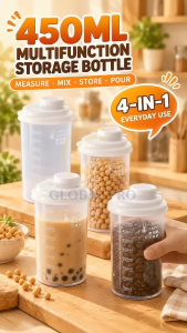 450ML Kitchen Seasoning Container Transparent Measuring Storage Bottle Sugar Salt Spice Dispenser Bekas Dapur