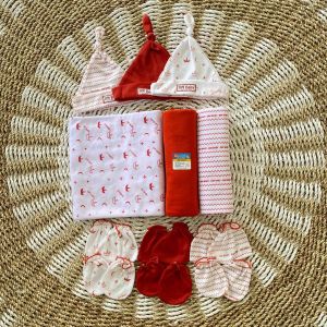 3 PCS Bedong + 3 SET Topi Kupluk Sarung lengan dan Sarung Kaki SARTAKI Paket Hemat 12 PCS Perlengkapan Lahiran