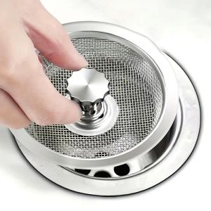 1Pc Stainless Steel Kitchen Sink Strainer Mesh Drain Filter Anti-Clog Waste Residue and Odor Suitable for Bathrooms Washroom