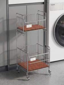 Mobile Two-Layer Home Storage Basket