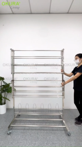 OKURA Stainless Steel Clothes Rack Cloth Shoe Drying Rack Foldable Mobility Clothing Shoe Hanger / Rak Penyidai Baju Ampaian Baju Kasut