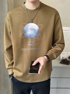 Áo Thun Nam Tay Dài in Họa Tiết Mùa Xuân Thu Mới Rộng Rãi Thời Trang Học Sinh Phong Cách Mỹ Cổ Tròn in Họa Tiết Đa Năng