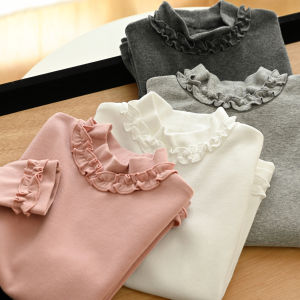 Childrens Cotton Long-Sleeved T-shirt Girls Half Turtleneck Warm Underwear Basic Shirt Autumn and Winter New Shandong Online Store Childrens Clothing