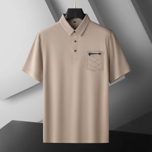 Plus Size Mens Summer New Arrival Short Sleeve Polo Shirt Loose Casual plus Size Plus-Size People Half Sleeve Lapel Ice Silk T-shirt