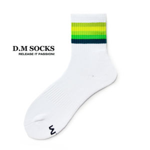 Rainbow Striped Sports Socks Cotton Towel Bottom Thickened Mid-Calf Length Mens Socks Sweat Absorbing and Deodorant Basketball Socks Badminton Socks