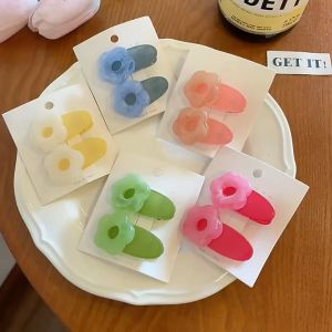 Set 2 kẹp tóc mái bấm hình bông hoa màu kẹo ngọt dễ thương cho bé gái bạn gái PK133