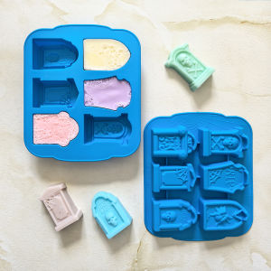 6-cavity Halloween tombstone shape DIY non stick silicone mold suitable for making cakes bread jelly desserts baking molds