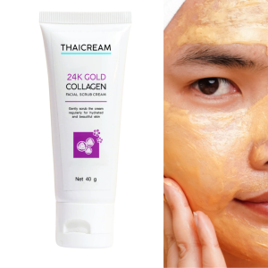 thaicream ครีมขัดหน้า 24k gold collagen facial scrub cream  ไทยครีม สครับหน้า สครับขัดหน้า สครับทอง ครีมขัดผิวหน้า