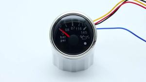 RYSJM | 52mm Oil Pressure Gauge With Alarm LED Red Backlight 0-5bar / 0-10bar psi Oil Press Meter Universal For 12V 24V Car Boat Marine