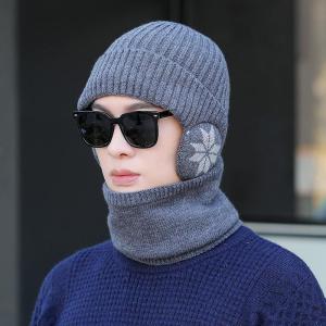 Winter Knit Wool Hat for Men with Fleece Lining Warm Ear Protections Ideal for Outdoor Cycling and Winter Walks