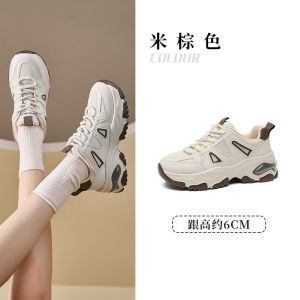 DUSTO Dad Shoes Womens Spring 2025 Casual Style High Heel Flat Bottom Laced round Toe Sports Shoes Q0356 Fashionable Running Shoes