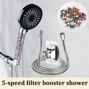 High Pressure Negative Ion 5-speed Water Adjustment Filter Shower Head Hard Water Softening Shower Head Set