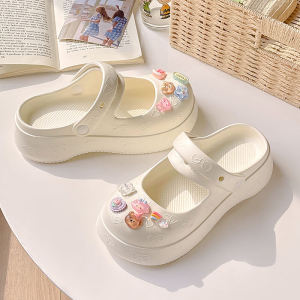 รองเท้าแตะ Mary Janes สำหรับผู้หญิง รองเท้าแตะ EVA ทรงหนา กันลื่น รองเท้าแตะแบบสวมสบายสำหรับฤดูร้อน รองเท้าพยาบาล