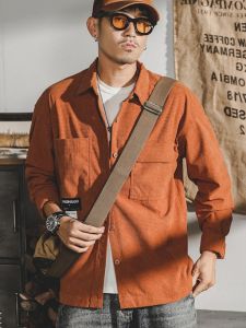 American Workwear Shirt Mens Long Sleeves Spring & Fall New Arrival Retro Corduroy Outwear Mens Multi-Pocket Autumn Men Shirt