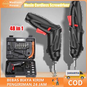 COD Mesin Cordless Obeng 3.6V/3.6V Obeng Listrik Mini Cordless Bor Tangan Obeng Multifungsi Rumah Tangga Lipat Alat Bor Listrik Lithium/Electric Scerwdrver Bor Cordles Bor Obeng Listrik Mesin Obeng Bor Baterai Cordless 9MM Toolbox 48 PCS Set