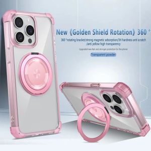 For Samsung Galaxy S24 S23 S22 Ultra Plus S23 FE Note 20 Ultra Transparent Case For MagSafe Magnetic Ring Stand Phone Cover