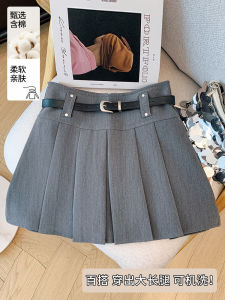 Elegant Grey Thin Pleated High Waist A-Line Mini Skirt Womens Summer Fashion College Style JK Skirt Semi-Body Skirt