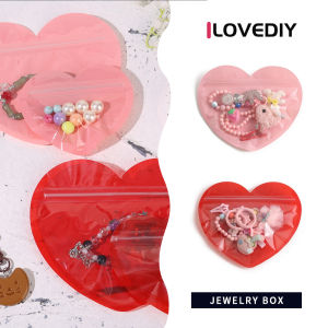 ILOVEDIY ถุงซิปล็อกเครื่องประดับที่เป็นรูปหัวใจ ถุงเก็บของขวัญรูปหัวใจ กระเป๋าเครื่องประดับถุงซานตา ถุงขนม