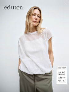 Edition Womens Knitted Sweater Micro Translucent Two-Piece Set Spring 2025 Cotton Blend Comfortable Fit round Neck Short Sleeve