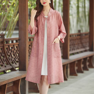 New Chinese Style Silk Sun Protection Clothing Womens Summer plus Size Loose Fat MM Medium Length Thin Shoulder Wrap  Silk Open Cardigan Outerwear
