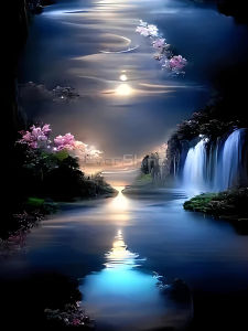 Moon Diamond Painting Seaside Craft Kit Mosaic Scenery Diamond Art Round Drill Embroidery Waterfall DIY Handmade Gift