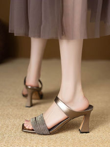 SENYUMI | Strappy Glitter Slipper Open Toe High Heel