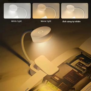 Mini Clip Đèn Sách LED USB Sạc Bảo Vệ Mắt Đèn Ngủ 3 Màu Di Động Đèn Đọc Sách Đầu Giường Cho Học Sinh