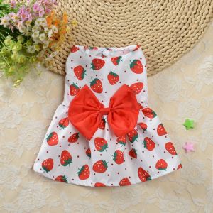 Cute Print Rabbit Clothes Summer Pet Dresses with Bow for Cats Rabbits Small Animals Clothing Outfit Bunny Dress Pet Supplies
