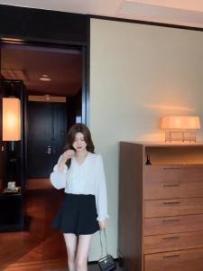 AMMIN 2025 Spring and Autumn new chic lapel sweet embroidery lace patchwork long sleeve chiffon shirt for women Korean style single breasted commuter elegant blouse