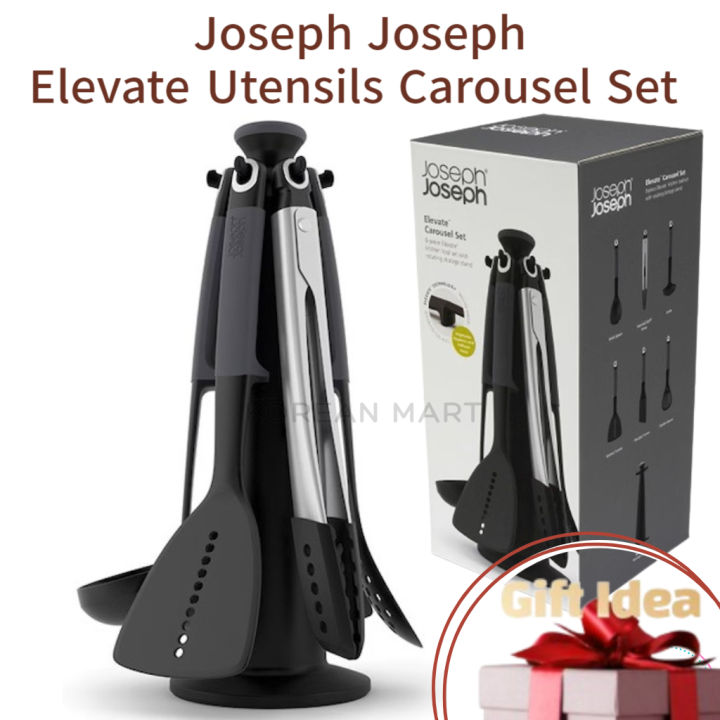 Joseph Joseph Elevate 6piece Grey Utensils Carousel Set with Tongs
