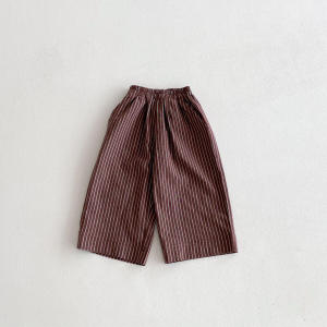 Boys Girls Linen Cotton Stripe Trousers For Childrens Clothes Fall Spring Boy Loose Casual Harem Pants Kids Long Pants for 1-6T