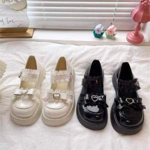 Sweet Bows Mary Jane Leather Shoes Women 2024 Spring New Arrival Lolita British Lolita Shoes Tide
