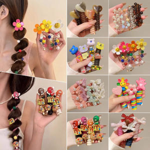 Cute Bubble Braid Hair Ties Womens High-End Hair Accessories Cartoon Phone Line Hair Bands Tail Braid Goddess Tool